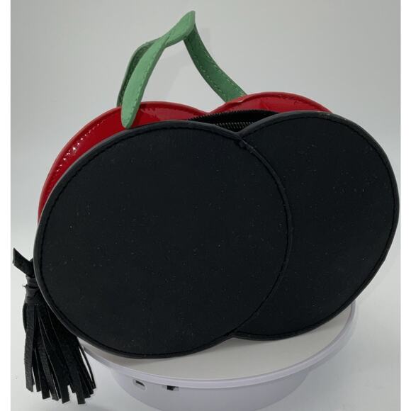 Red Cherry Shaped Vinyl Crossbody Shoulder Bag Retro Inspired - Picture 2 of 6